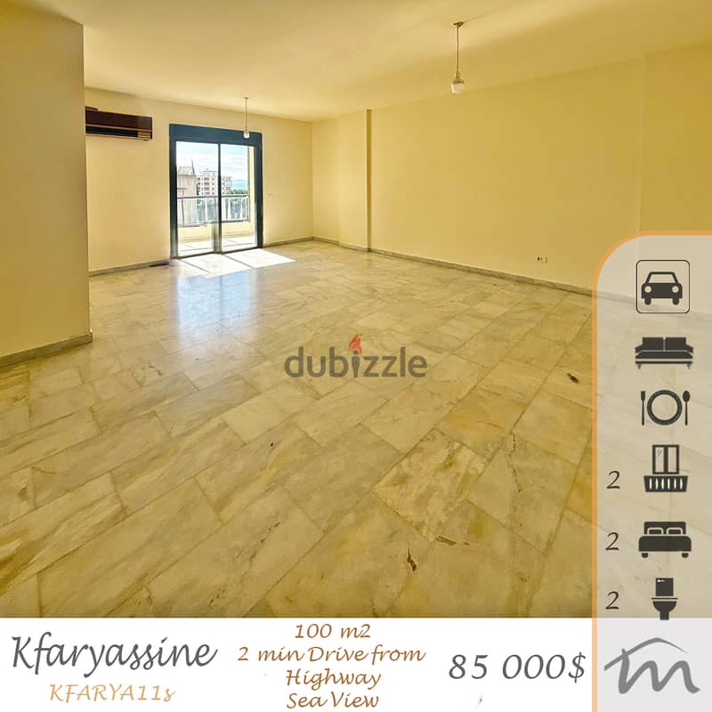 Kfaryassine | Panoramic Sea View | 2 Minutes to Highway | 2 Bedrooms 0