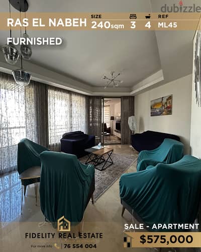 Apartment for sale in Ras El Nabeh  furnished ML45