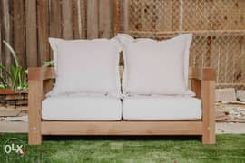 Double seater outdoor sofa صوفا لشخصين خارجي خشب سميك 0