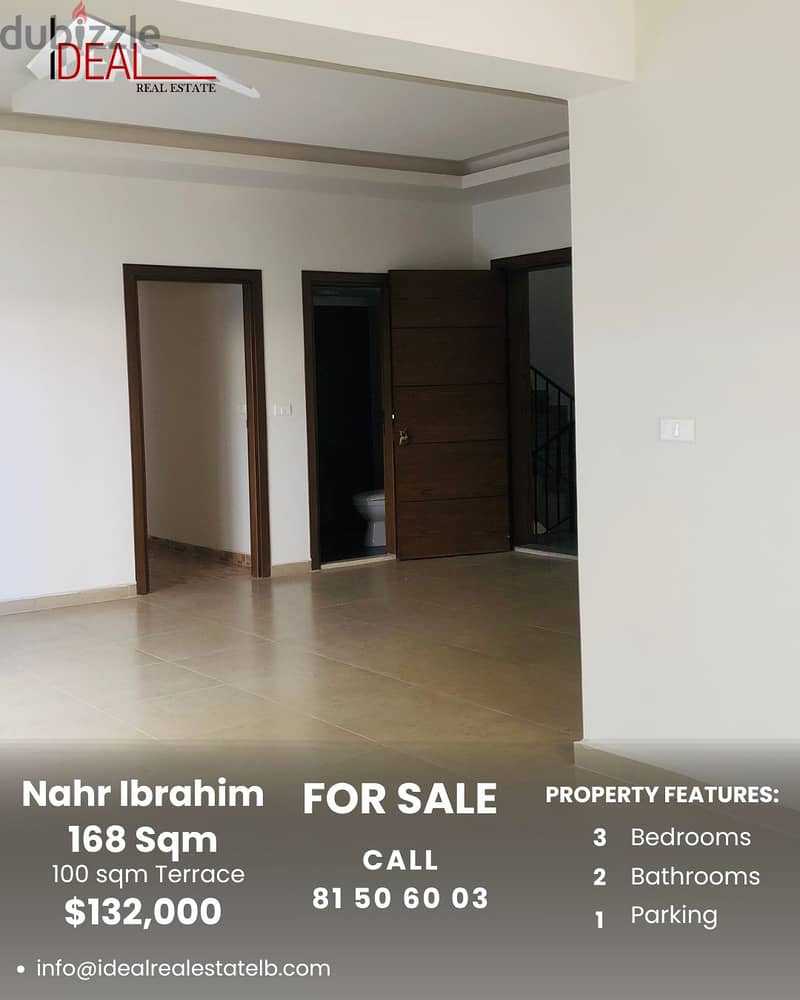 168 SQM  Apartment with Terrace for sale Naher Ibrahim REF#FS3002 0