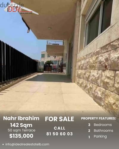 142 SQM Apartment with Terrace for Sale in Naher Ibrahim REF#FS3004