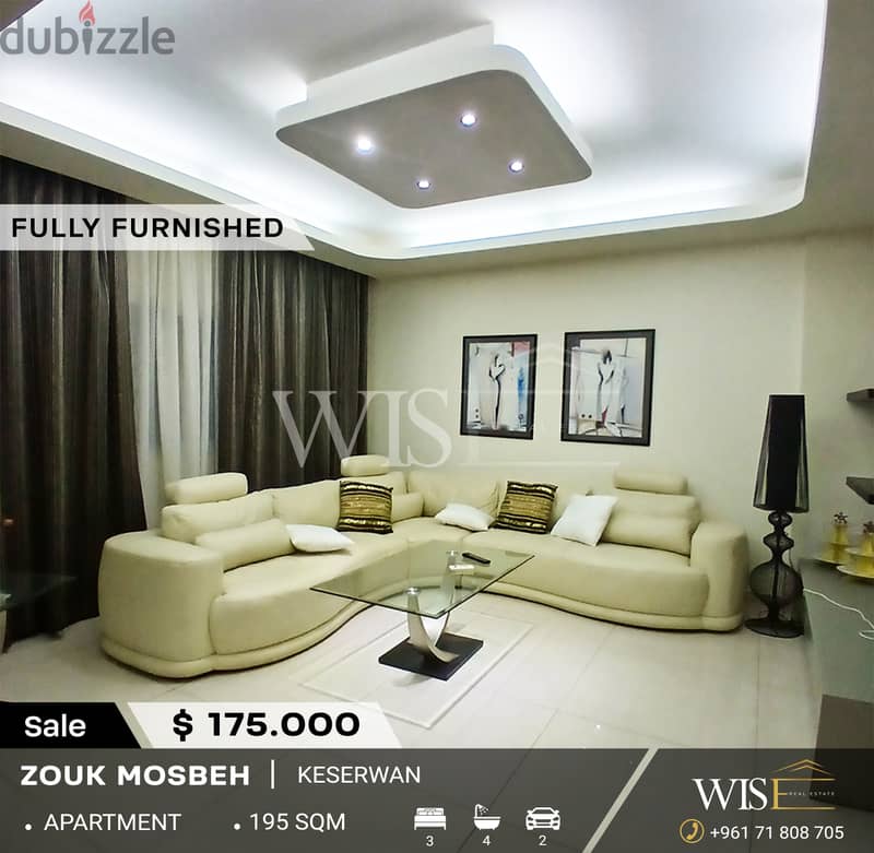 195 SQM Furnished apartment for SALE in Zouk Mosbeh! 0