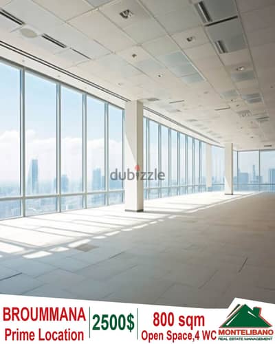 Prime Location 800Sqm Open Space for rent in Broummana with open view