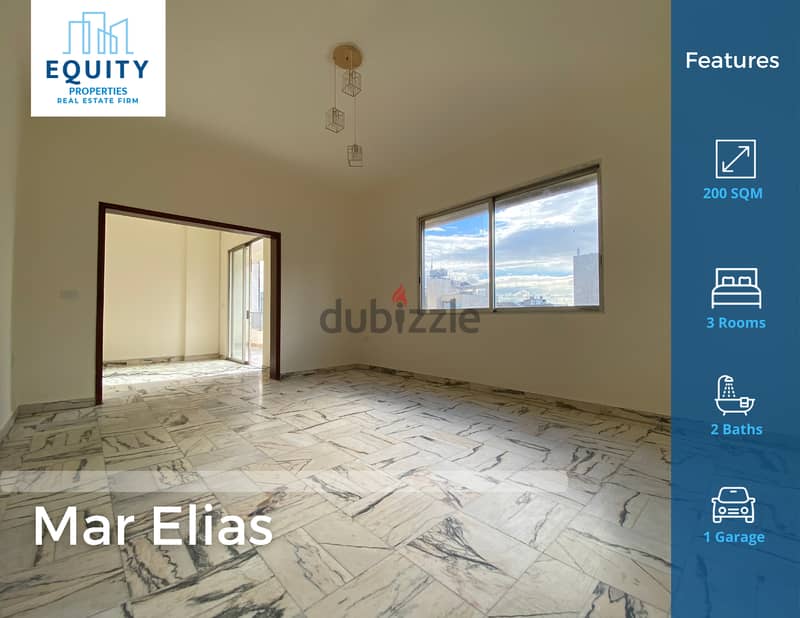 200 SQM Apartment For Rent In Mar Elias شقة للايجار بيروت #HG1396161 0