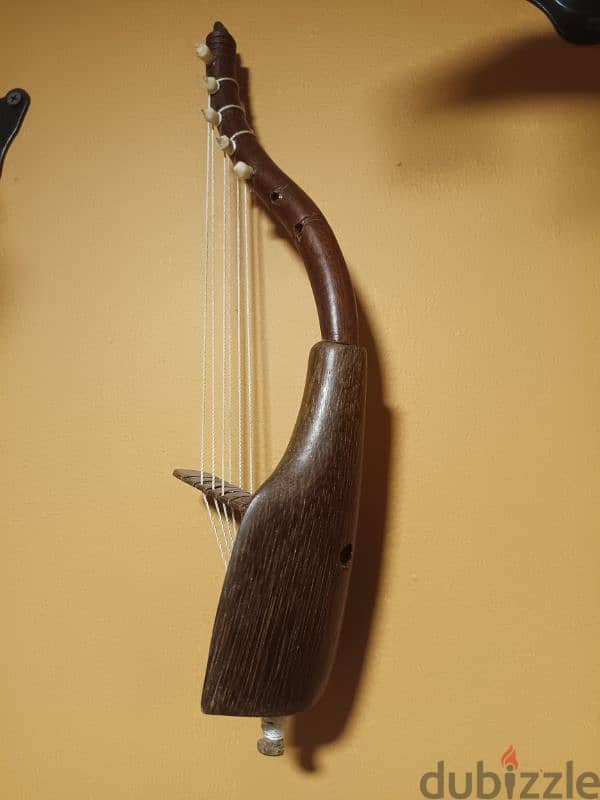 Vintage Agundu arched harp from Uganda 0