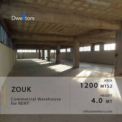 Warehouse for rent in ZOUK - 1200 MT2 - 4.0 MT Height