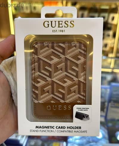 Guess Magnetic Card Holder brown exclusive & best price