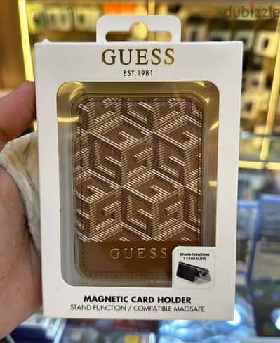 Guess Magnetic Card Holder brown