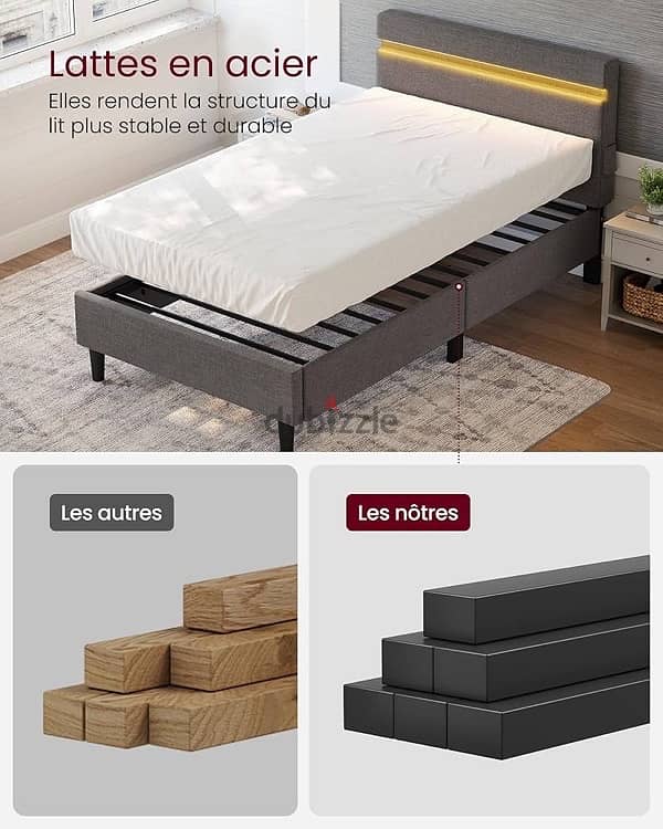 VASAGLE Metal Single Bed, 90 x 190 cm 4