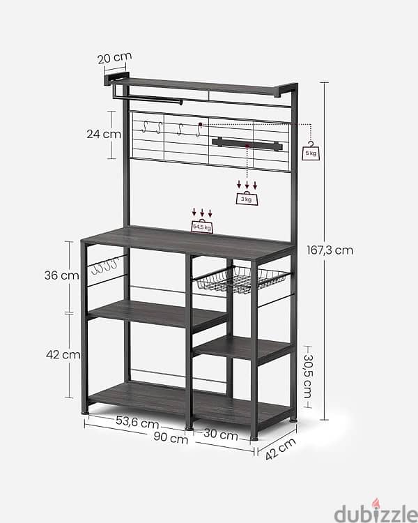 VASAGLE KKS026B42 Kitchen Shelf, Standing Shelf 1