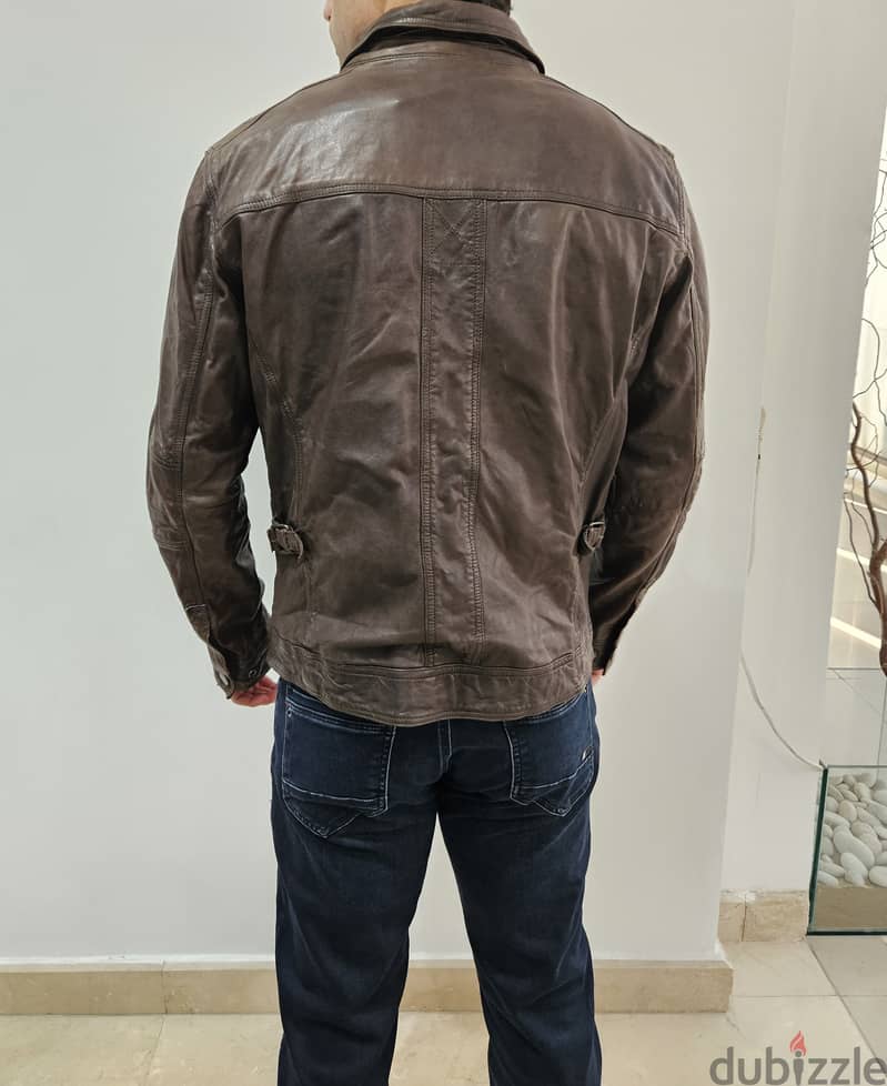 MASSIMO DUTI Genuine Leather Jacket Brown Size 50 4