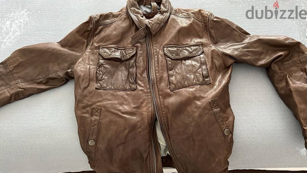 MASSIMO DUTI Genuine Leather Jacket Brown Size 50 7