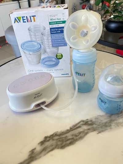 Philips Avent electric breast pump with storage cups