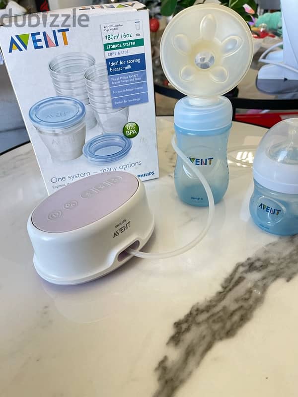 Philips Avent eletctic breast pump with sotrage cups 2