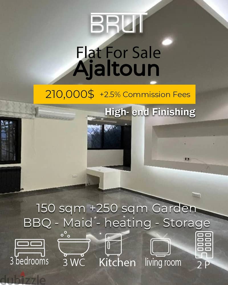 150 sqm +250 Garden High end Apartment in Ajaltoun Keserwan 0