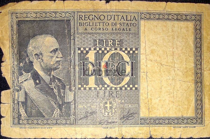 Italian bank note 1939 0