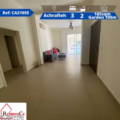 Apartment + Garden for rent Achrafieh شقة مع حديقة للايجار في الاشرفية