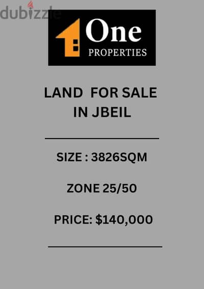 LAND FOR SALE IN JBEIL