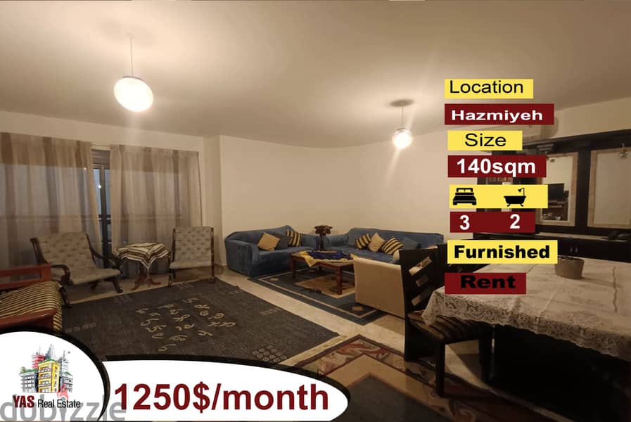 Hazmiyeh 140m2 | Rent | Furnished | Prime Location | Private Street|AA 0