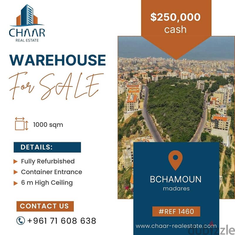 R1460 - Renovated Warehouse for Sale in Bchamoun 0