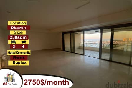 Dbayeh/Waterfront 230m2 | 130m2 Rooftop | Rent | Marina View | MJ |