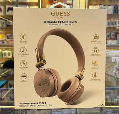 Guess Wireless Headphones leather with metal logo pink amazing & best