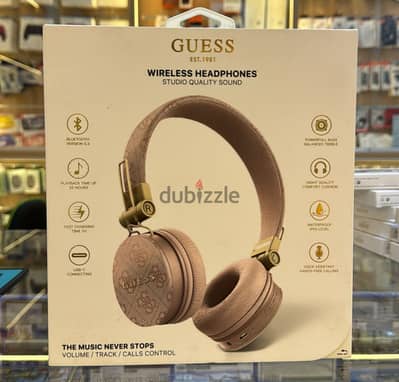 Guess Wireless Headphones leather with metal logo pink