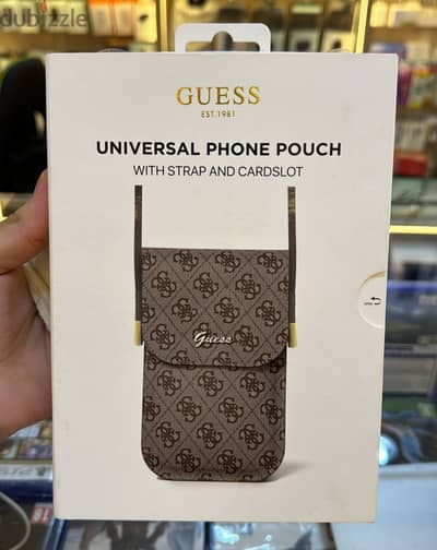 Guess Universal phone pouch with strap and card slot brown great & las