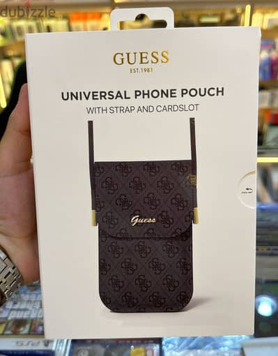 Guess Universal phone pouch with strap and card slot black amazing & l