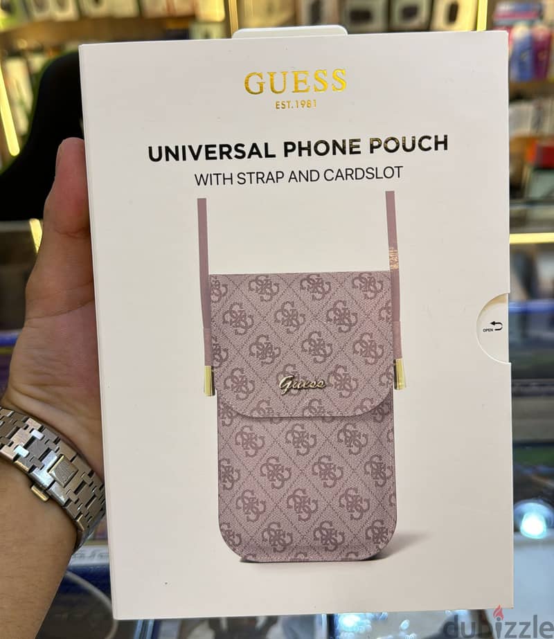 Guess Universal phone pouch with strap and card slot pink exclusive & 0