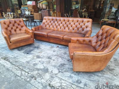 salon chesterfield genuine leather buffalo original