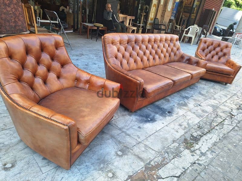 salon chesterfield genuine leather buffalo original 1