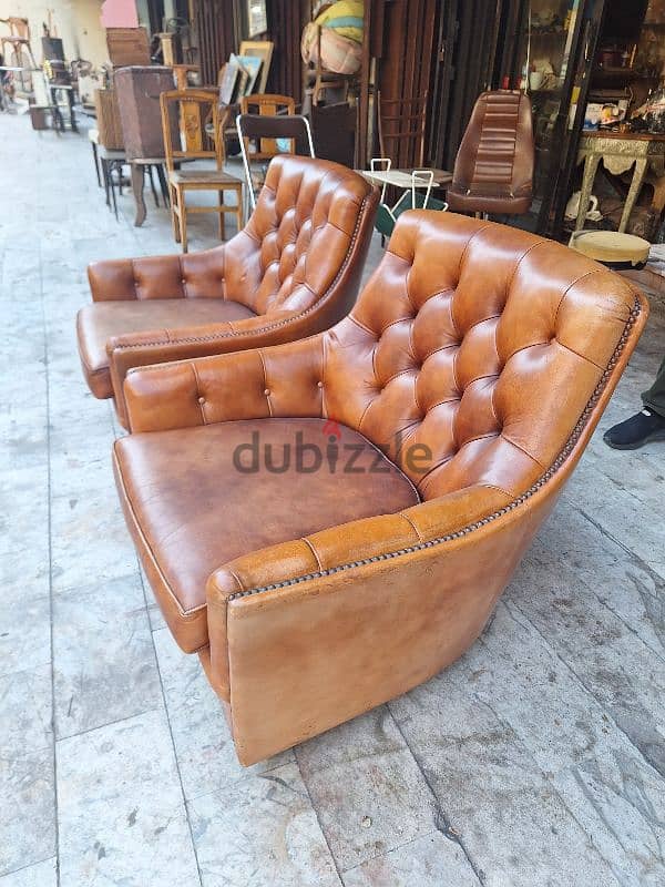 salon chesterfield genuine leather buffalo original 2