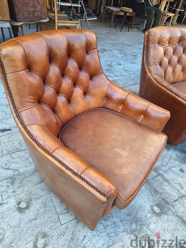 salon chesterfield genuine leather buffalo original 3