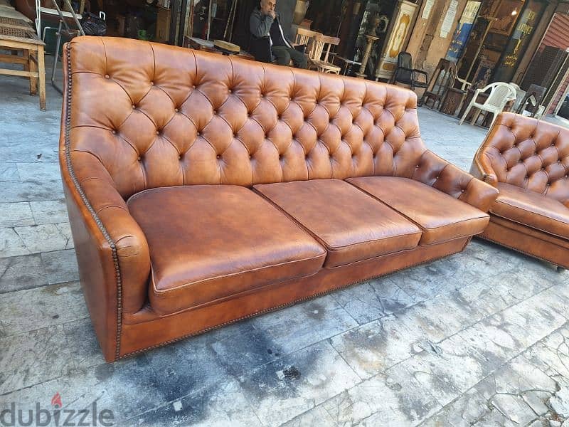 salon chesterfield genuine leather buffalo original 5