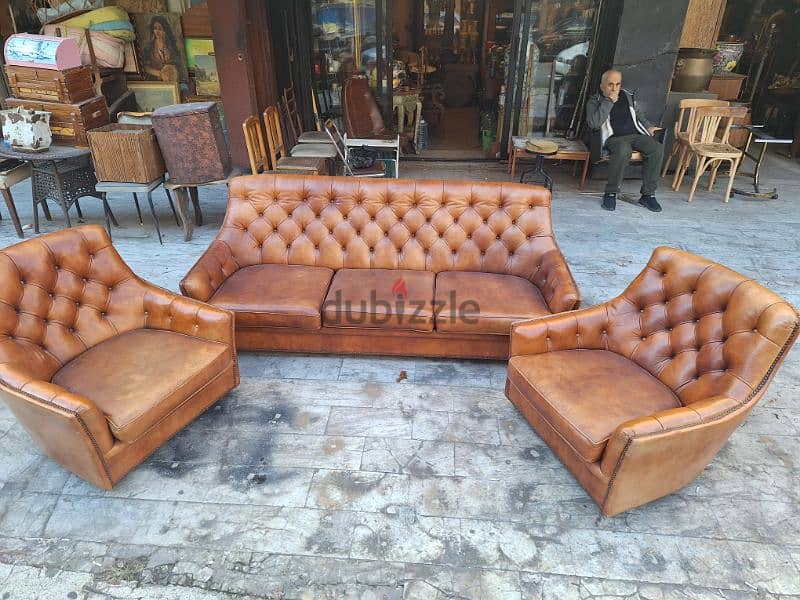 salon chesterfield genuine leather buffalo original 6