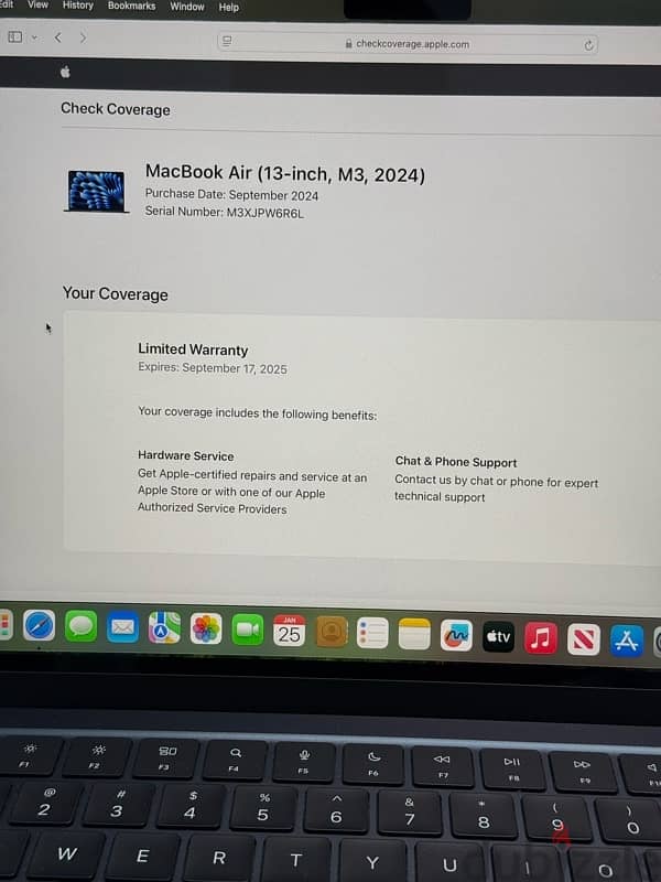 Macbook Air 2024 16gb ram 512 ssd apple warranty 3