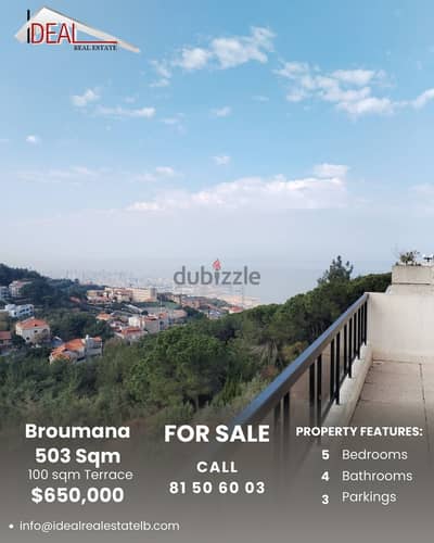 503 sqm  duplex apartment with Terrace for sale in broumana REF#SSH284