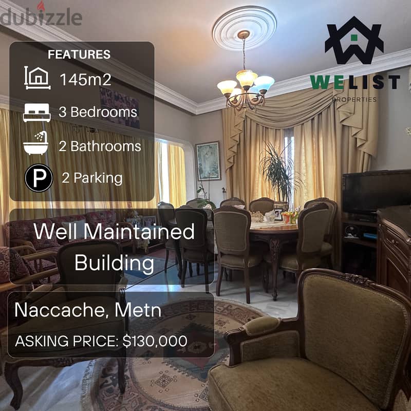 145 sqm Apartment for sale in Naccache, Metn Reference: EA25JSD145130 0