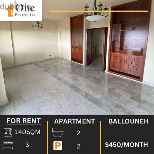 SEMI-FURNISHED APARTMENT FOR RENT IN BALLOUNEH 0