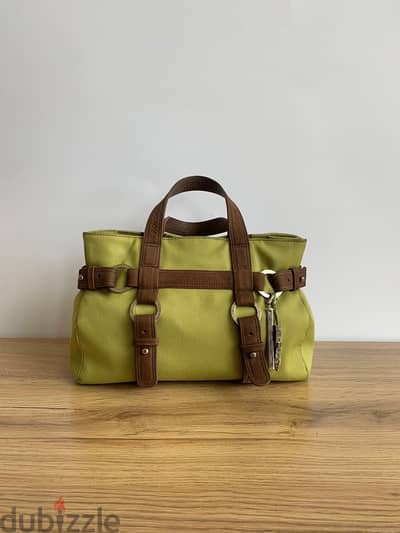 Vintage Charriol pistachio and brown nubuck leather small handbag