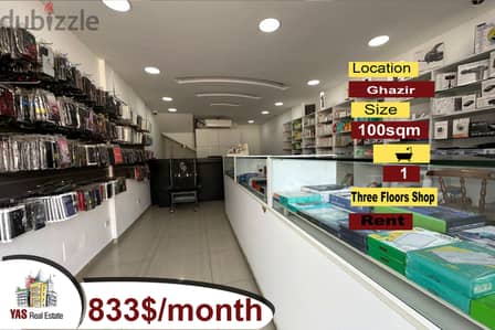 Ghazir 100m2 | Three Floors Shop | Rent | Active Street | RA/IV |