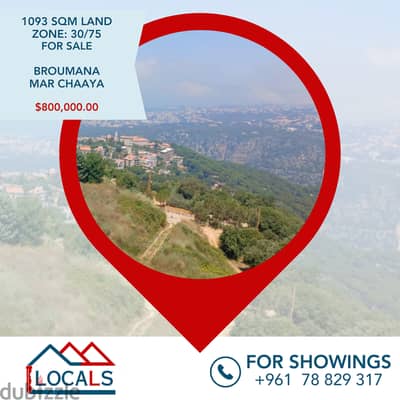 1093 SQM Land For Sale in Broumana - Mar Chaaya