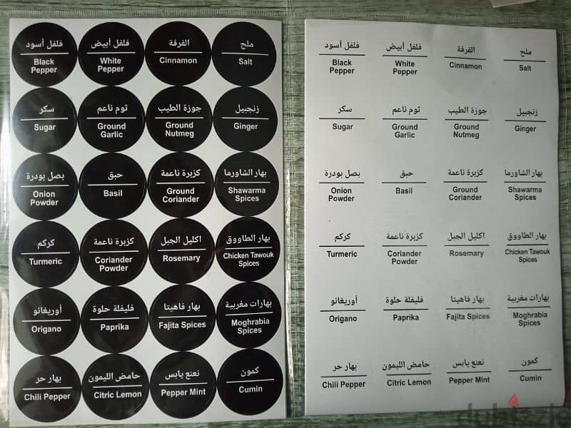 spices names stickers set 3