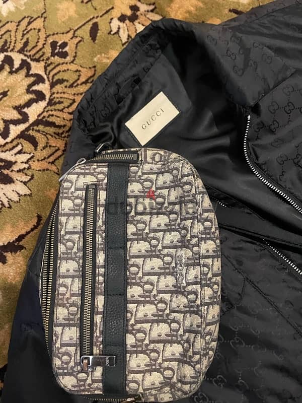 dior bag and gucci jacket 1