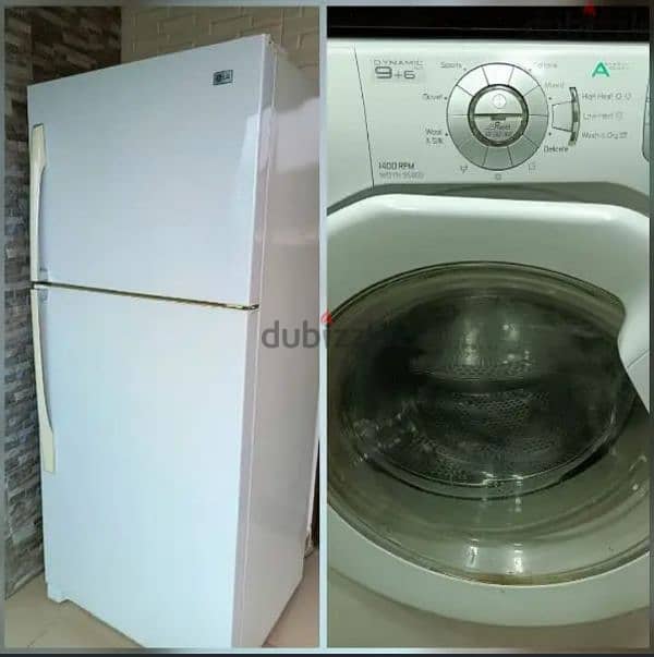 refrigerator LG 21 ft inverter +washing machine 9 kilos with dryer 0