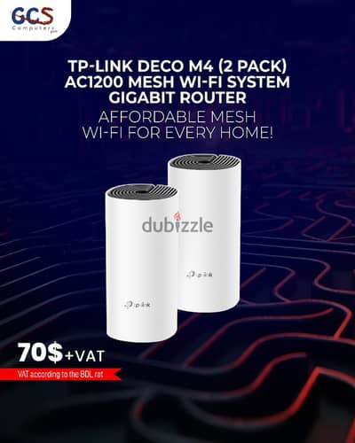 TP-Link Deco M4 (2 Pack) AC1200 Mesh Wi-Fi System Gigabit Router