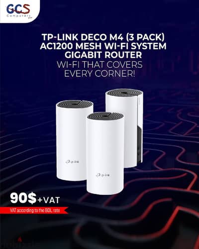 TP-Link Deco M4 (3 Pack) AC1200 Mesh Wi-Fi System Gigabit Router