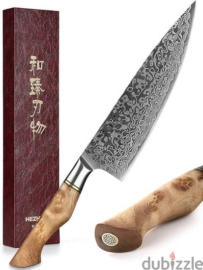 Professional Damascus japanese chef knife / knife sharpener whetstone