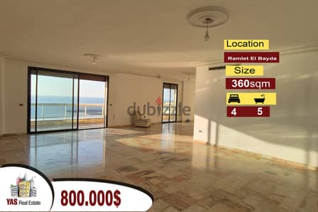 Ramlet El Bayda 360m2 | Super Prime Location |Panoramic Sea View | PA|